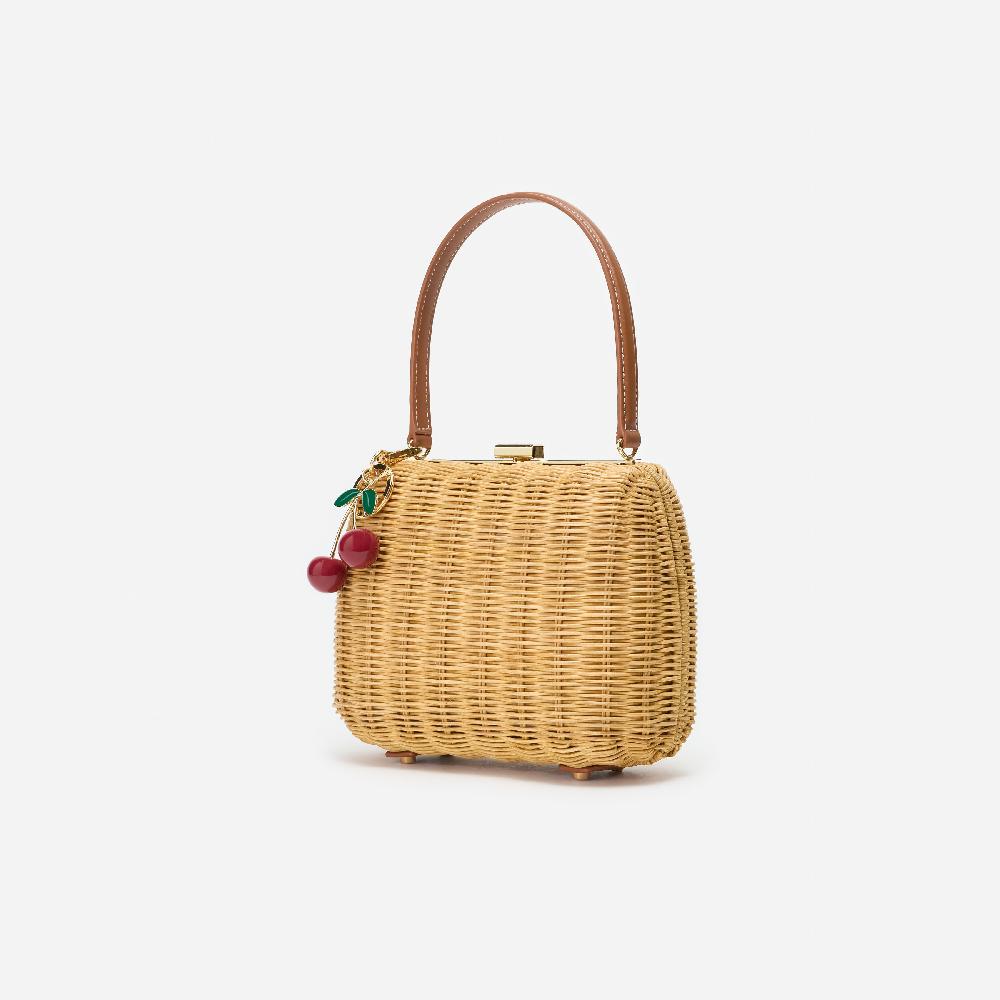 Self Portrait Rattan Cherry Charm Mini Bag BAGS