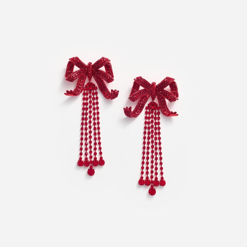 self portrait Red Bow Diamante Earrings JEWELLERY