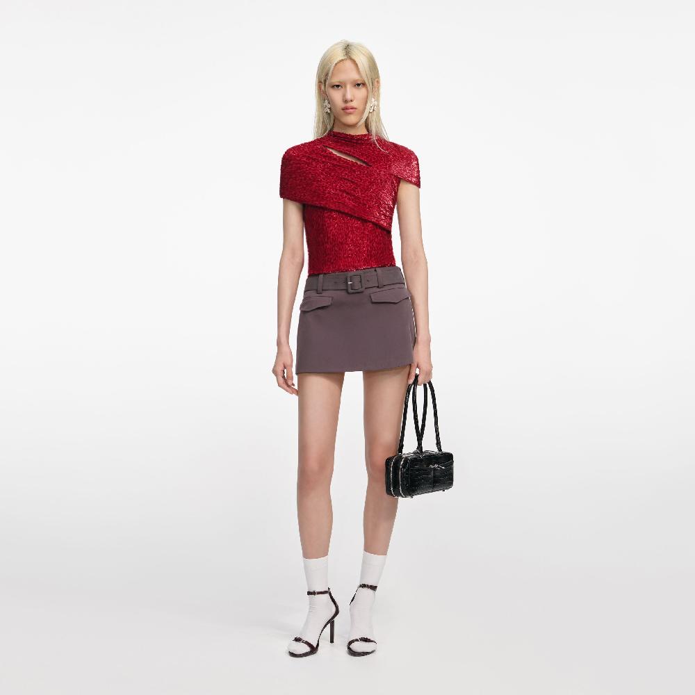 self portrait Red Fil Coupe Cut Out Top CLOTHING