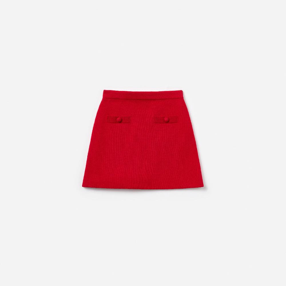 self portrait Red Flower Trim Knit Skirt KIDS