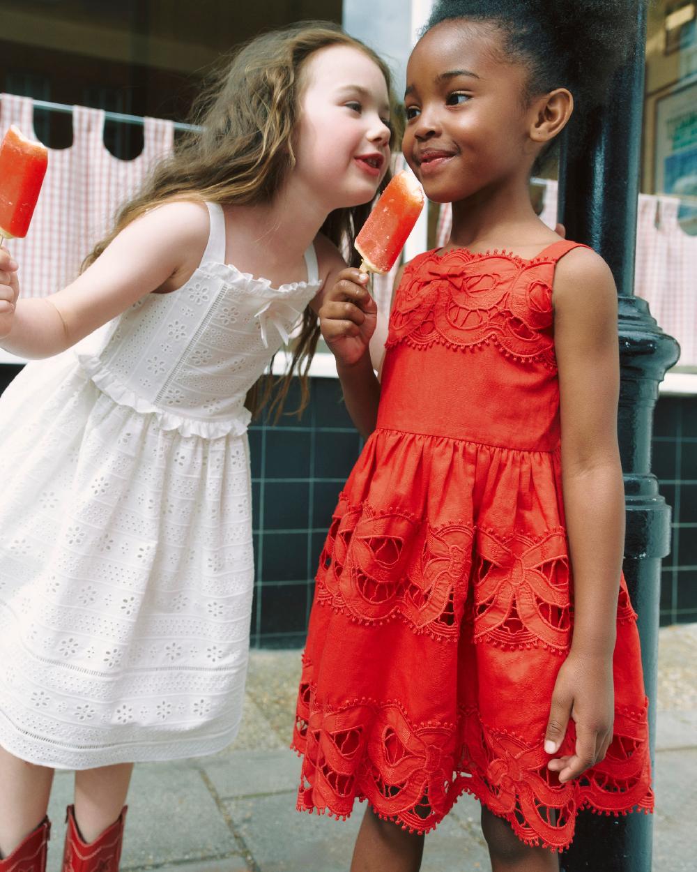 Self Portrait Red Linen Bow Dress KIDS