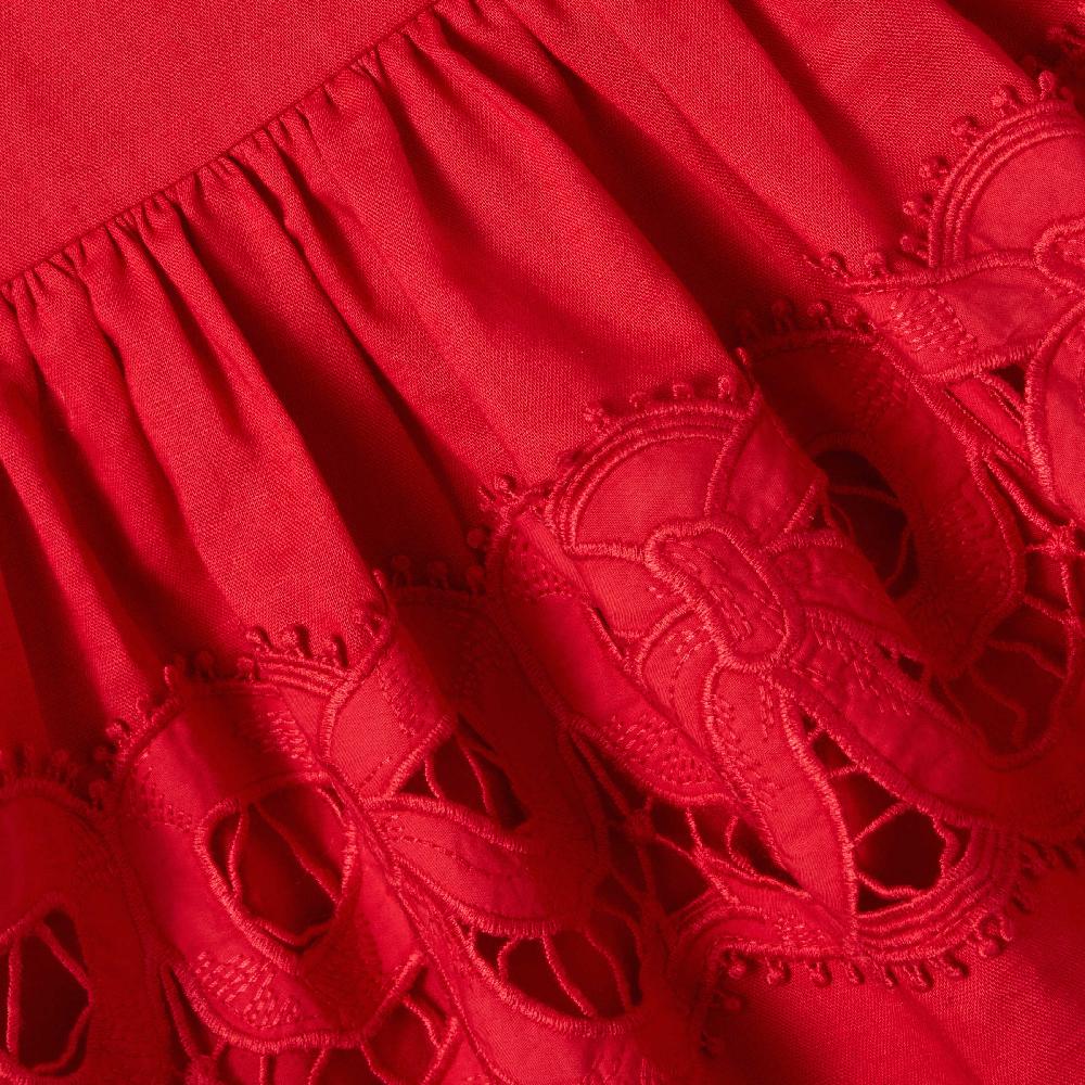 Self Portrait Red Linen Bow Dress KIDS