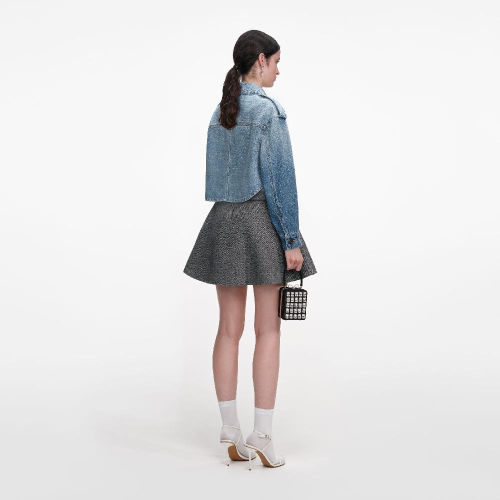 Self Portrait Rhinestone Denim Shirt CLOTHING