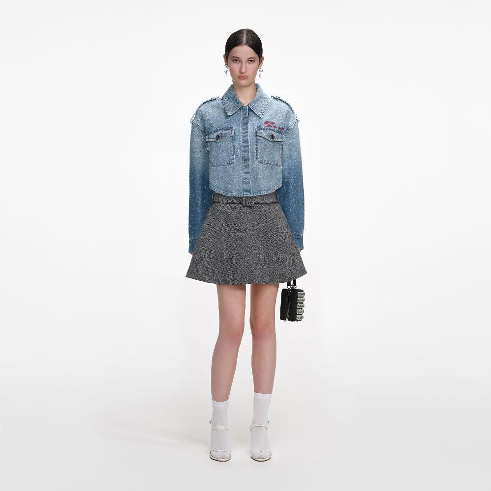 self portrait Rhinestone Denim Shirt CLOTHING