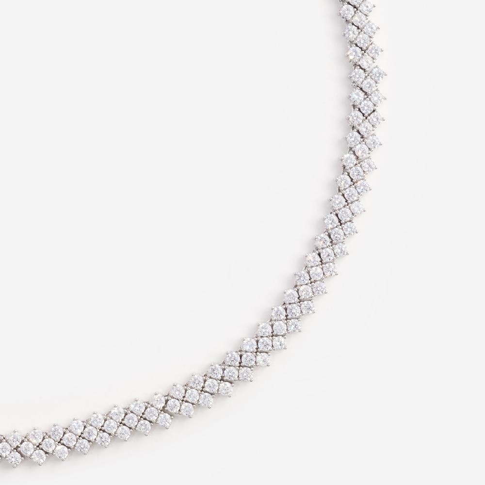 Self Portrait Silver Crystal Necklace JEWELLERY