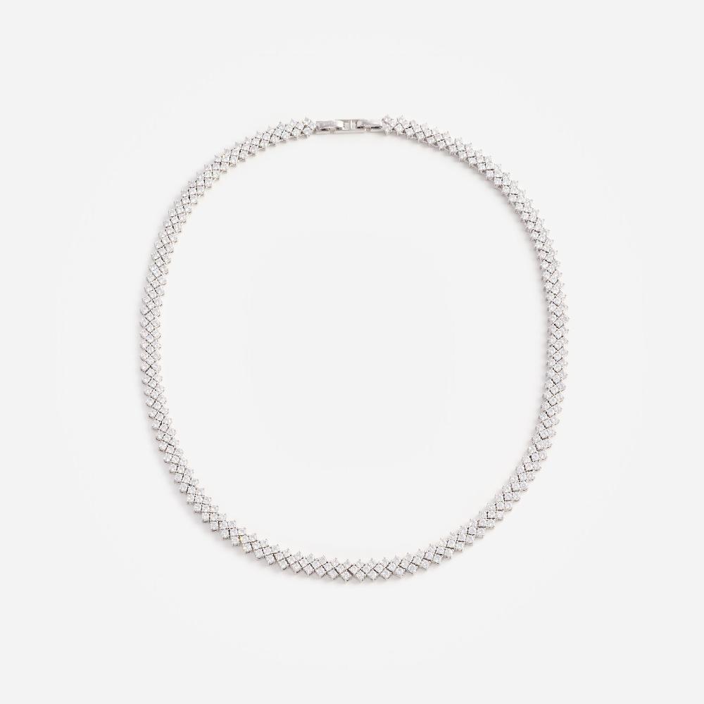 Self Portrait Silver Crystal Necklace JEWELLERY