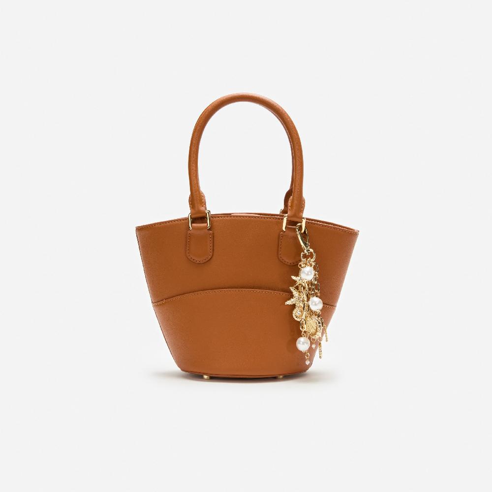 self portrait Tan Leather Charm Tote Bag BAGS