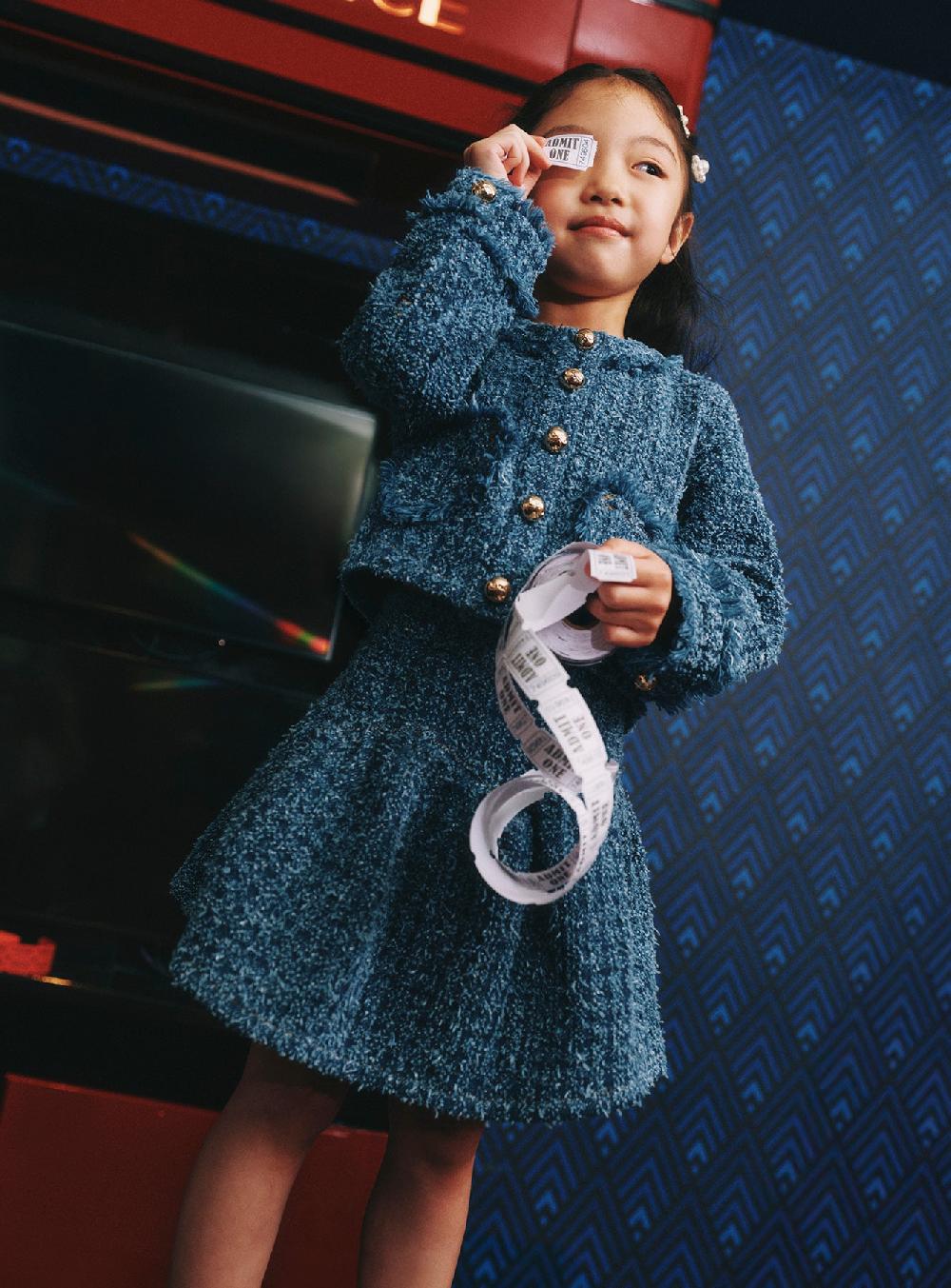 Self Portrait Textured Denim Skirt KIDS