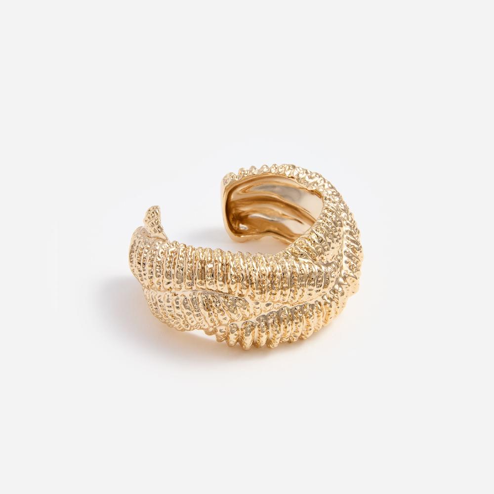 self portrait Textured Gold Twisted Cuff JEWELLERY