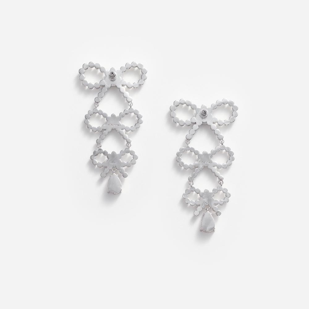 Self Portrait Tiered Pearl Bow Earrings JEWELLERY