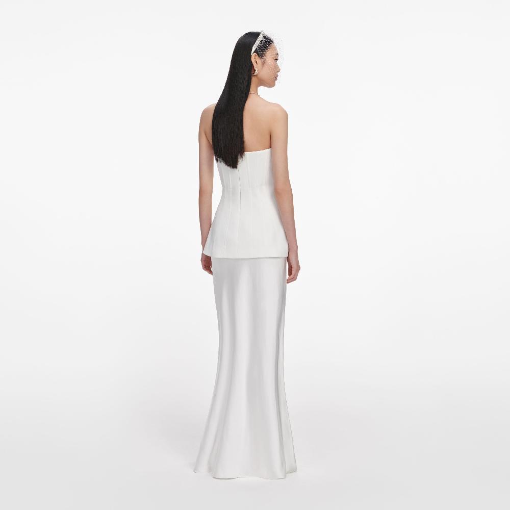 Self Portrait White Bandeau Maxi Dress CLOTHING