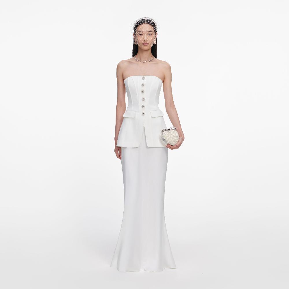 self portrait White Bandeau Maxi Dress CLOTHING