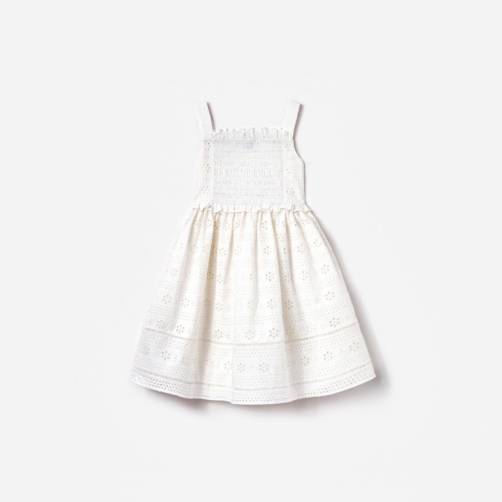 Self Portrait White Cotton Broderie Dress KIDS