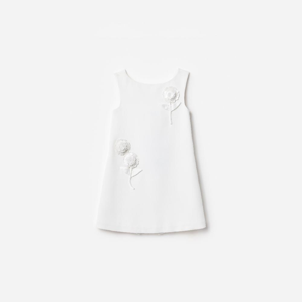 self portrait White Crepe Sequin Flower Dress KIDS