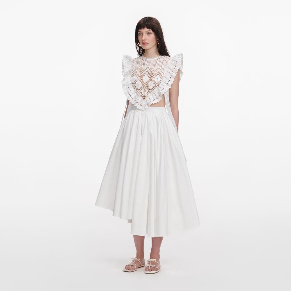 Self Portrait White Crochet Lace Crop Top CLOTHING