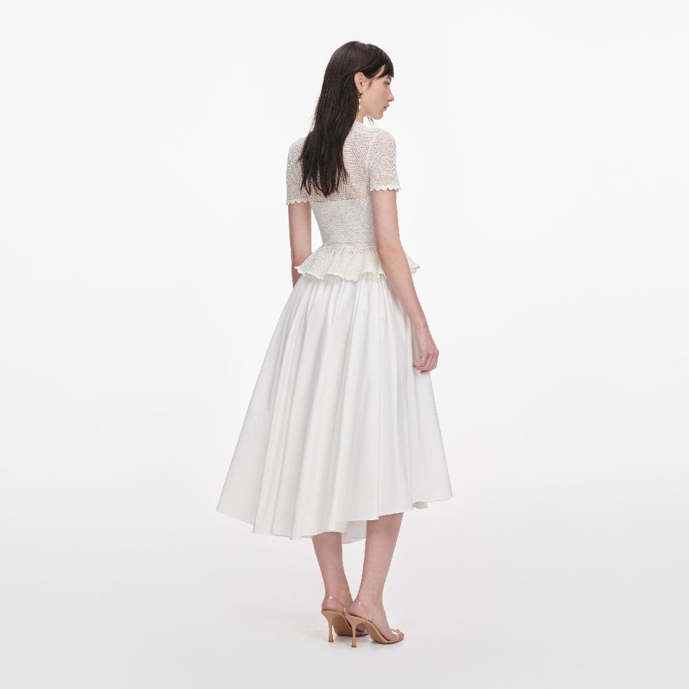 Self Portrait White Floral Crochet Top CLOTHING