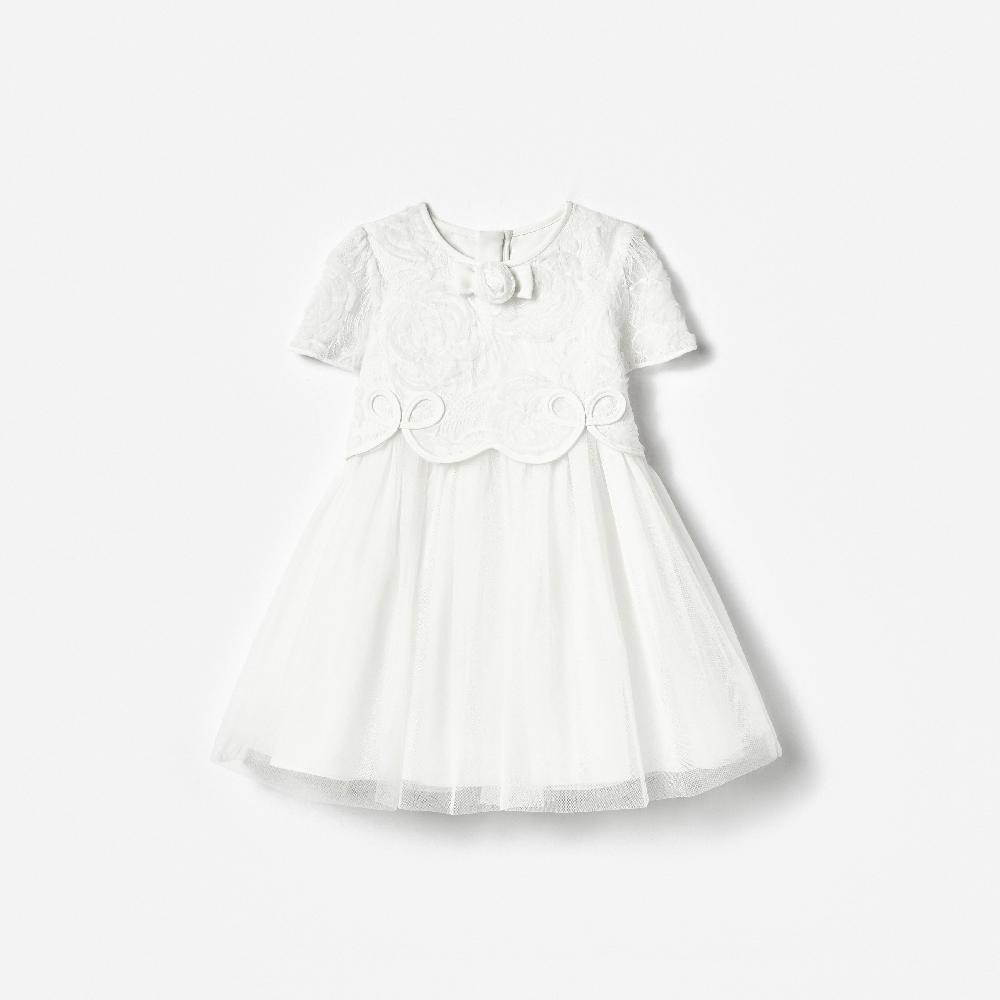 self portrait White Lace Bow Detail Dress KIDS