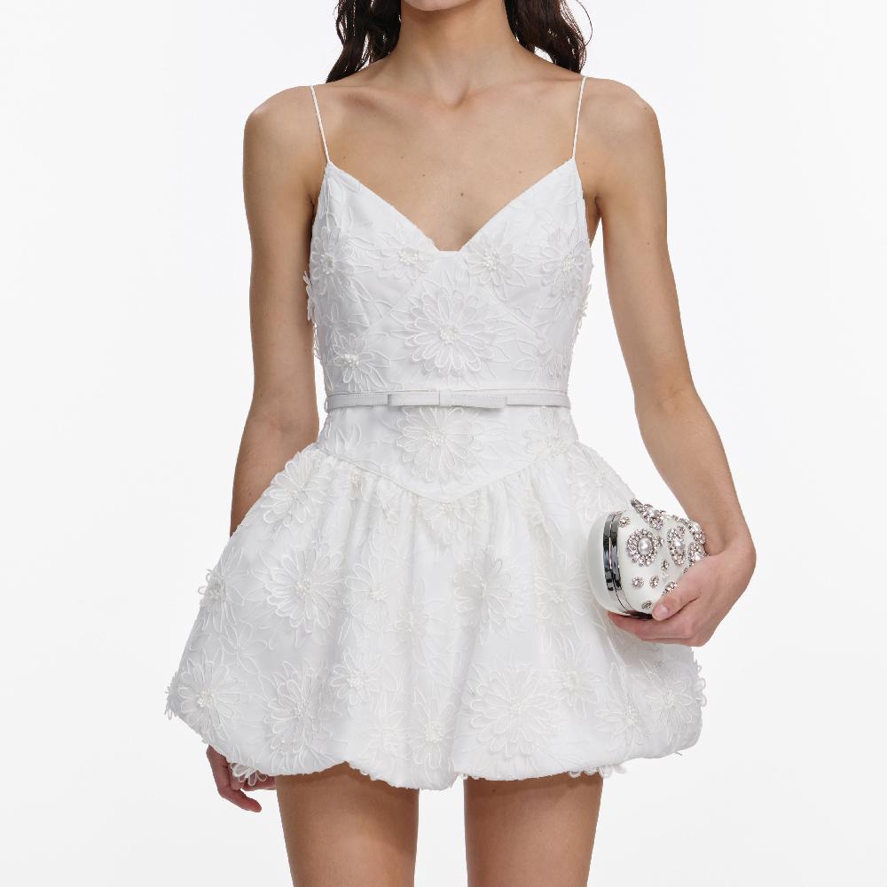 Self Portrait White Organza Mini Dress CLOTHING