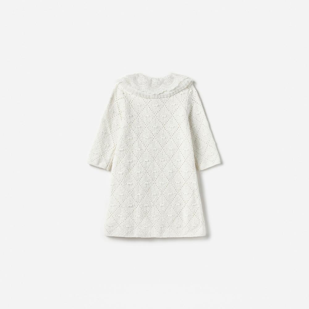 Self Portrait White Pointelle Knit Dress KIDS