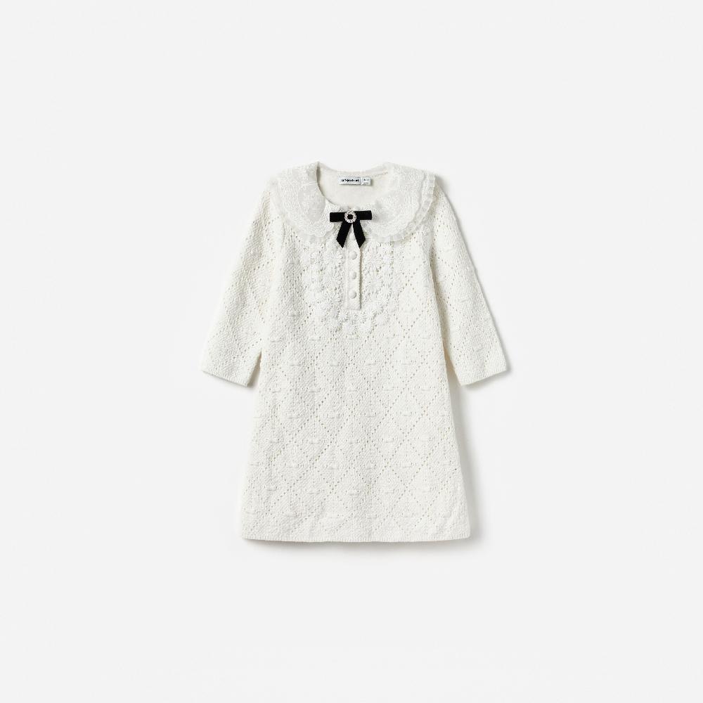 self portrait White Pointelle Knit Dress KIDS