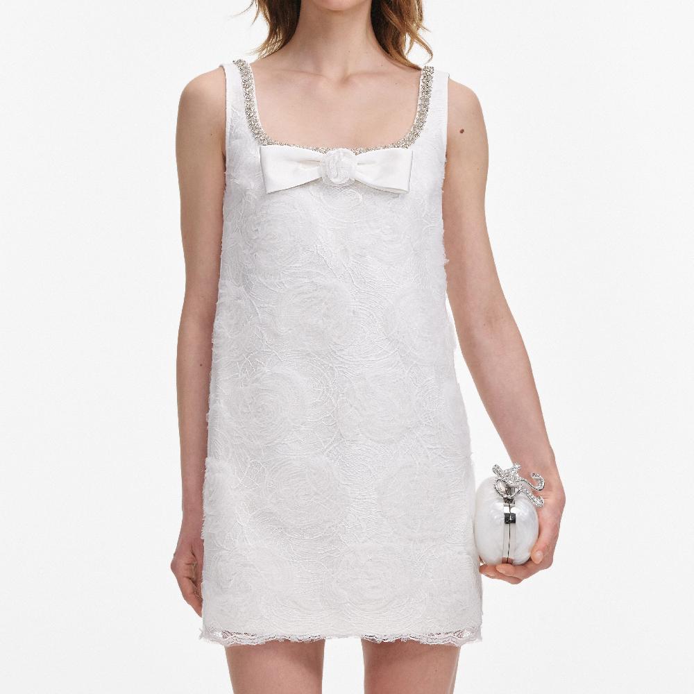 Self Portrait White Tulle Lace Mini Dress CLOTHING