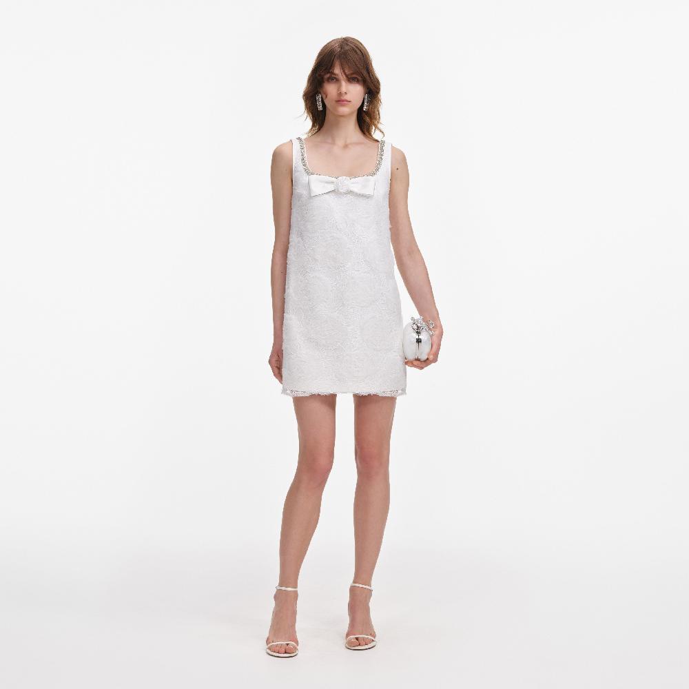 self portrait White Tulle Lace Mini Dress CLOTHING