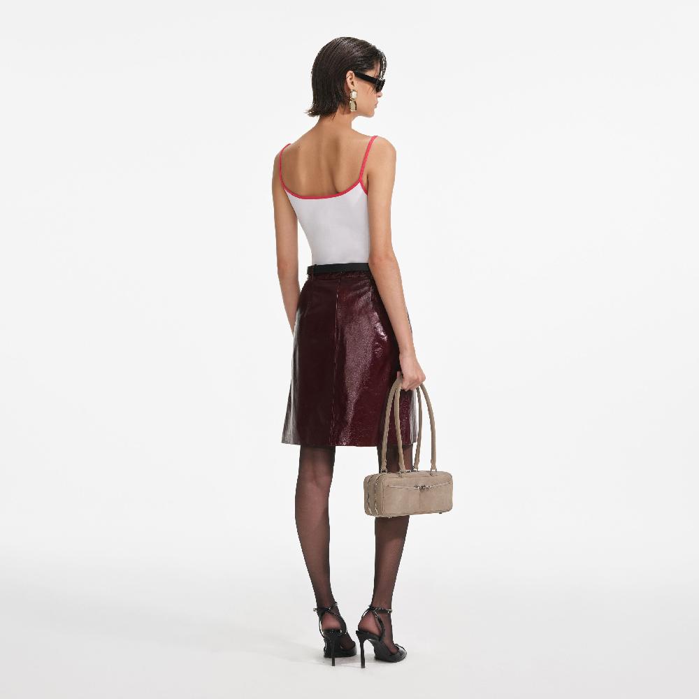 Self Portrait White Vest With Red SP Logo CLOTHING