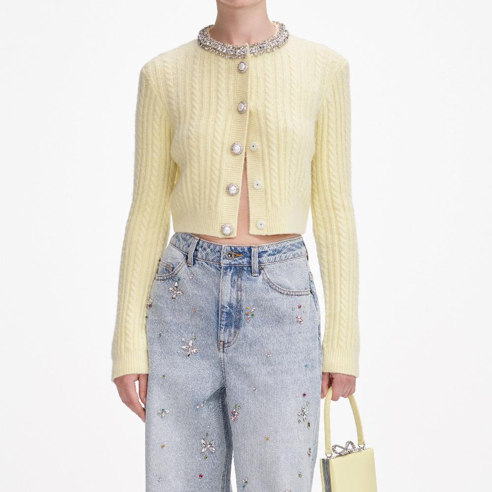 Self Portrait Yellow Alpaca Cardigan CLOTHING