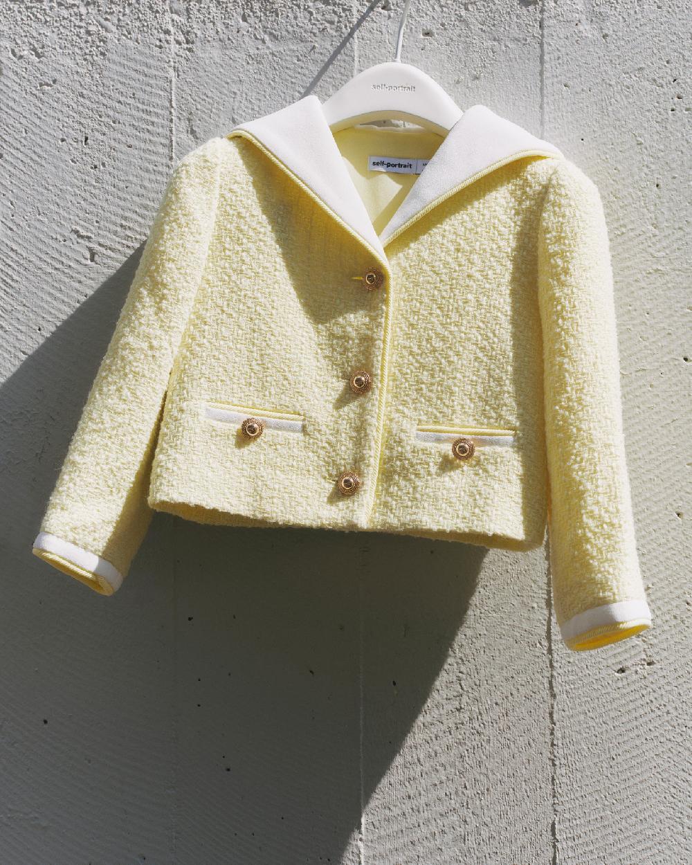 Self Portrait Yellow Boucle Jacket KIDS