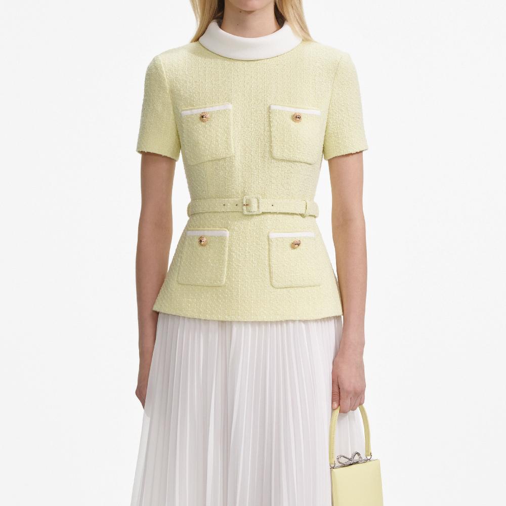 Self Portrait Yellow Boucle Midi Dress CLOTHING