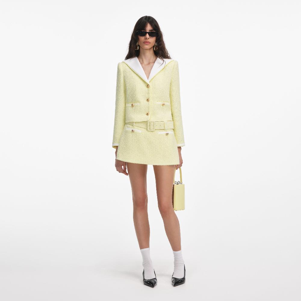 self portrait Yellow Boucle Skort CLOTHING