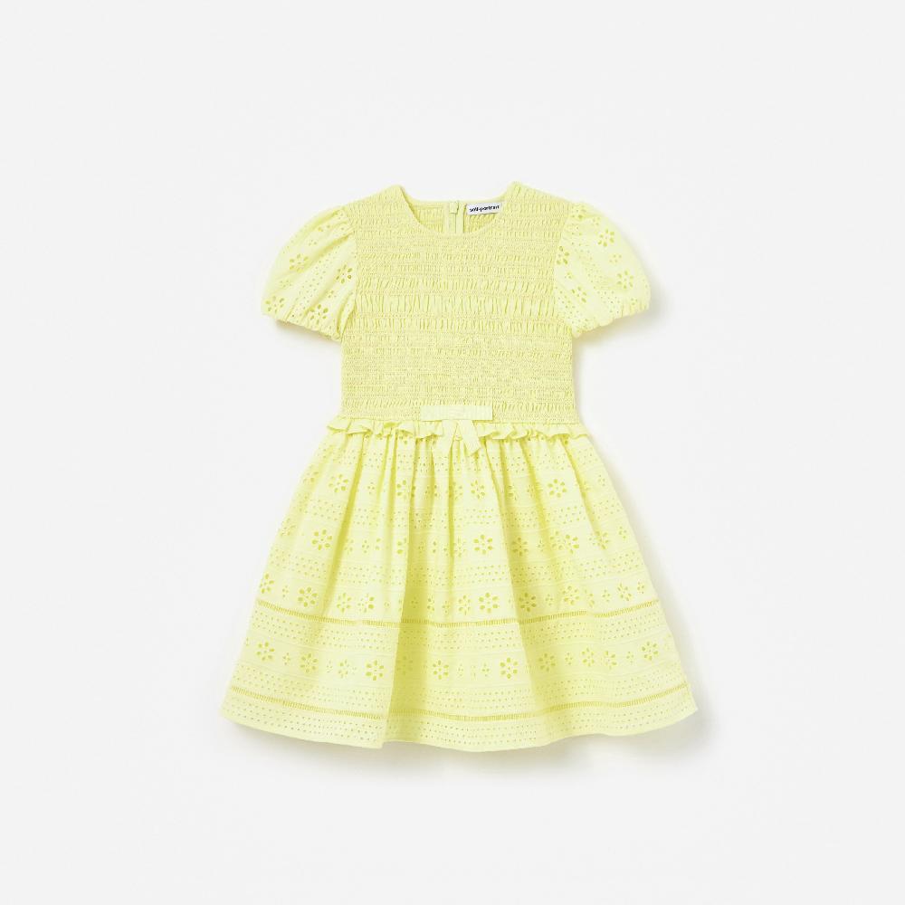 self portrait Yellow Cotton Broderie Dress KIDS