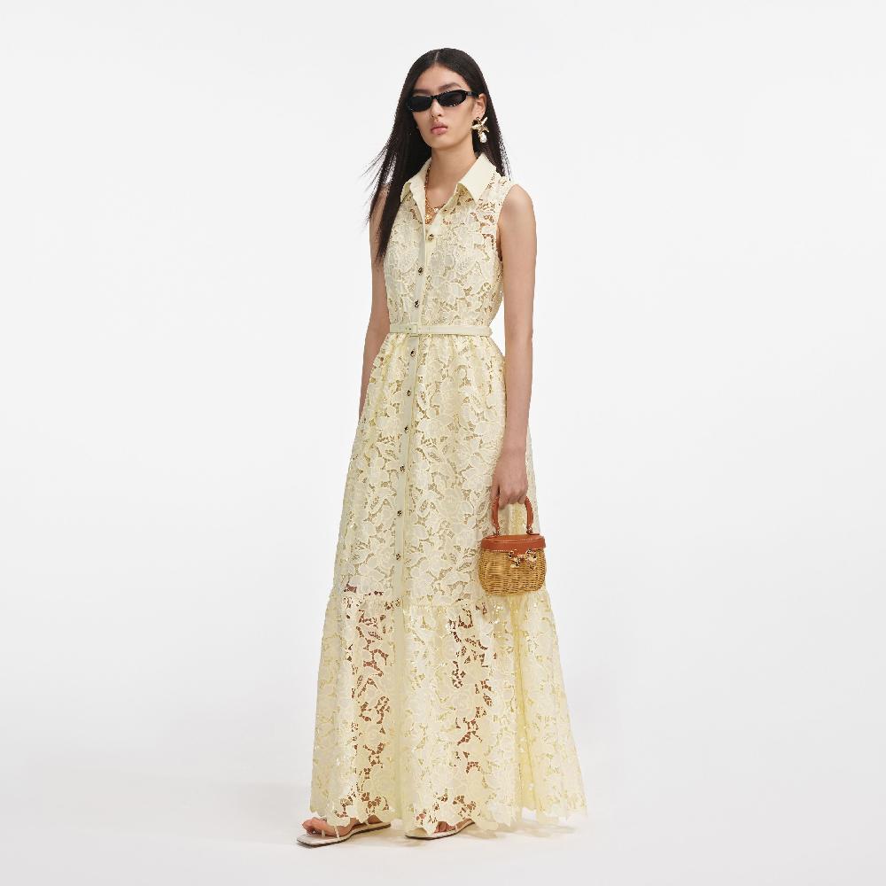 Self Portrait Yellow Lace Maxi Dress CLOTHING
