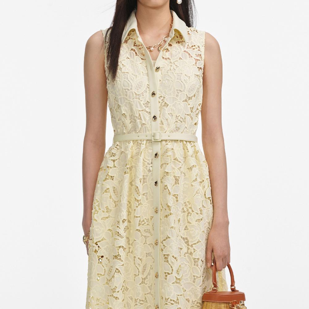 Self Portrait Yellow Lace Maxi Dress CLOTHING