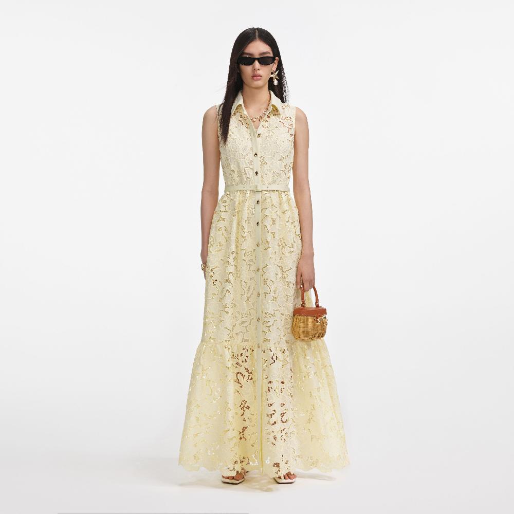 self portrait Yellow Lace Maxi Dress CLOTHING