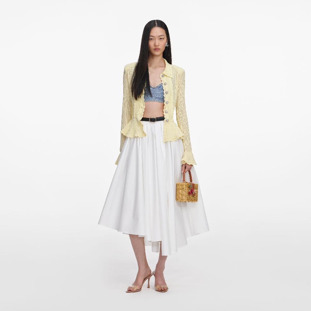 self portrait Yellow Pointelle Cardigan CLOTHING