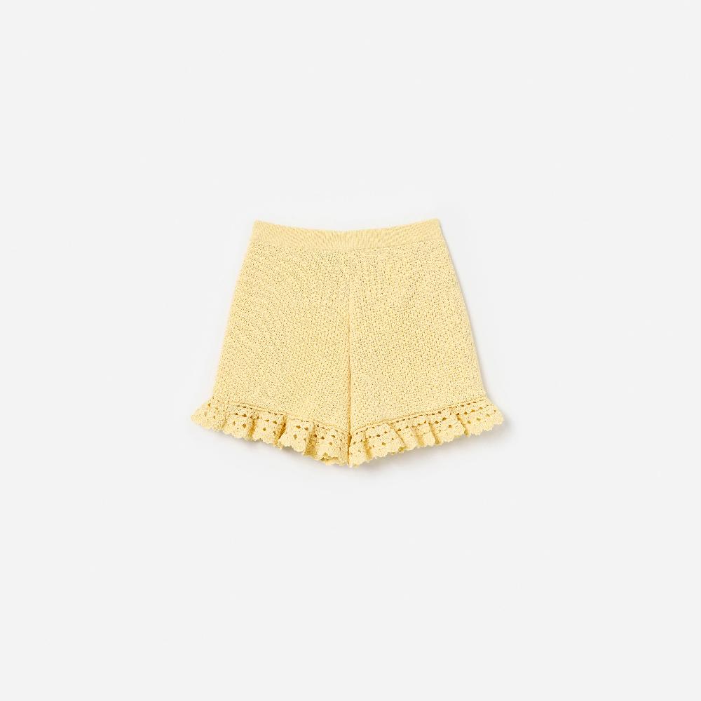 Self Portrait Yellow Pointelle Knit Shorts KIDS