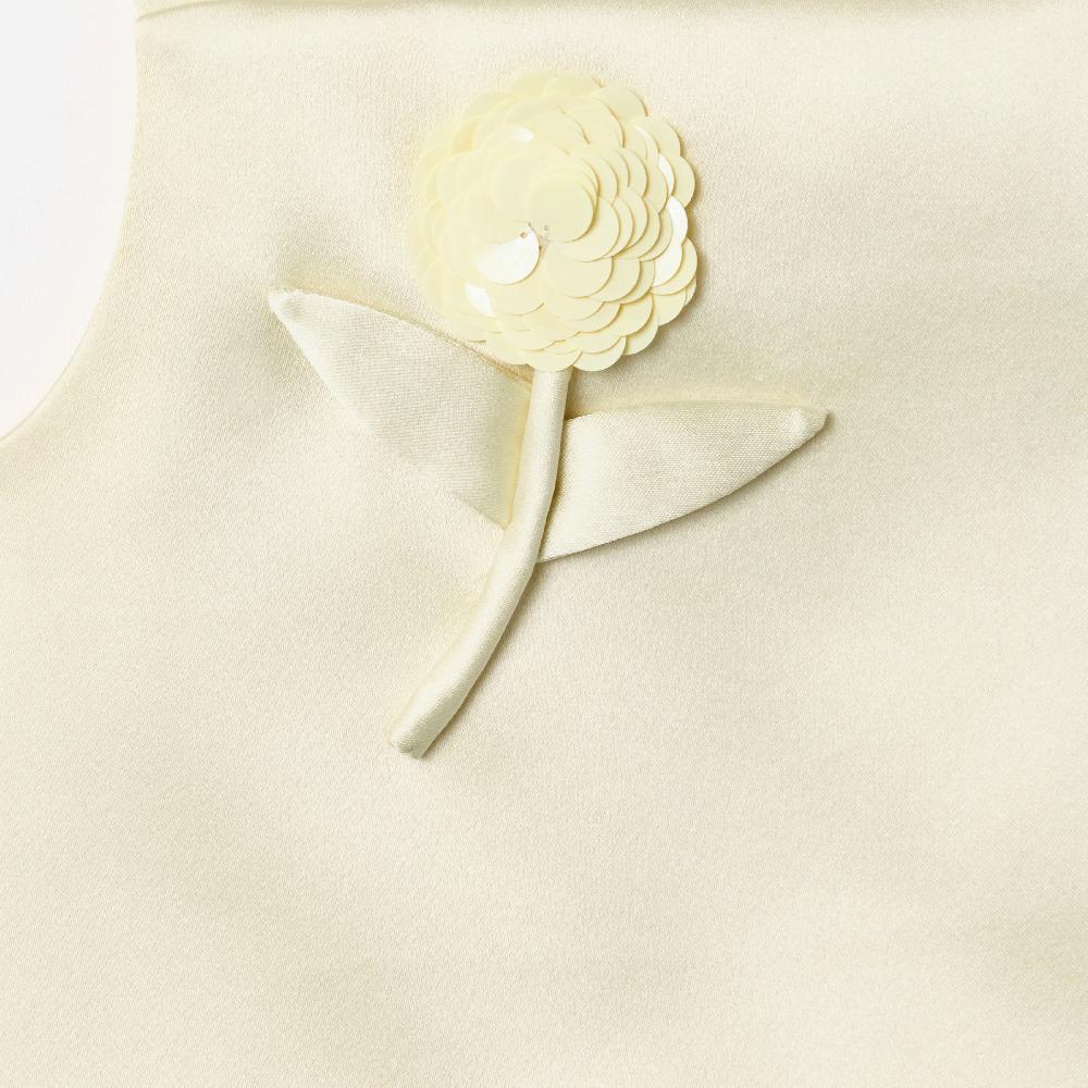 Self Portrait Yellow Satin Sequin Flower Top KIDS