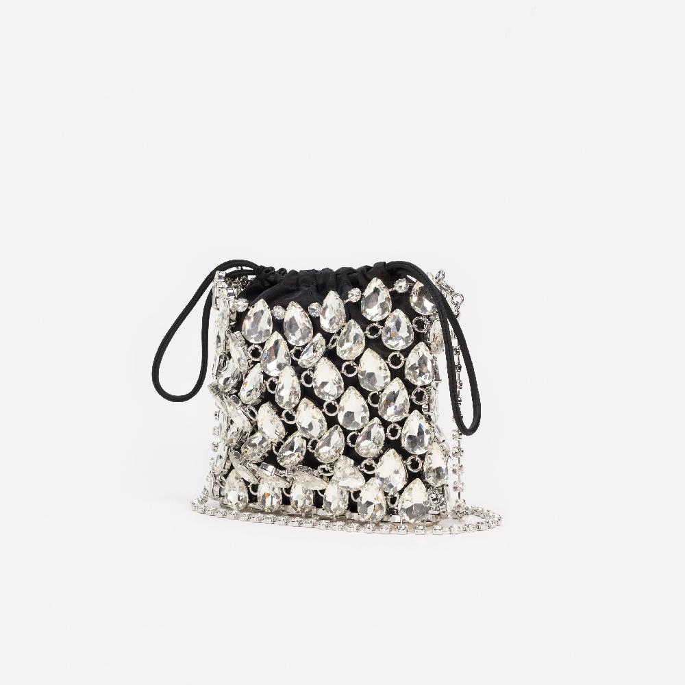 Self Portrait Silver Crystal Chainmail Mini Bag BAGS