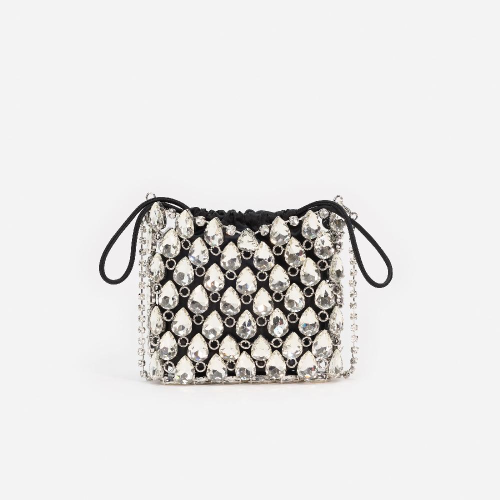 Self Portrait Silver Crystal Chainmail Mini Bag BAGS