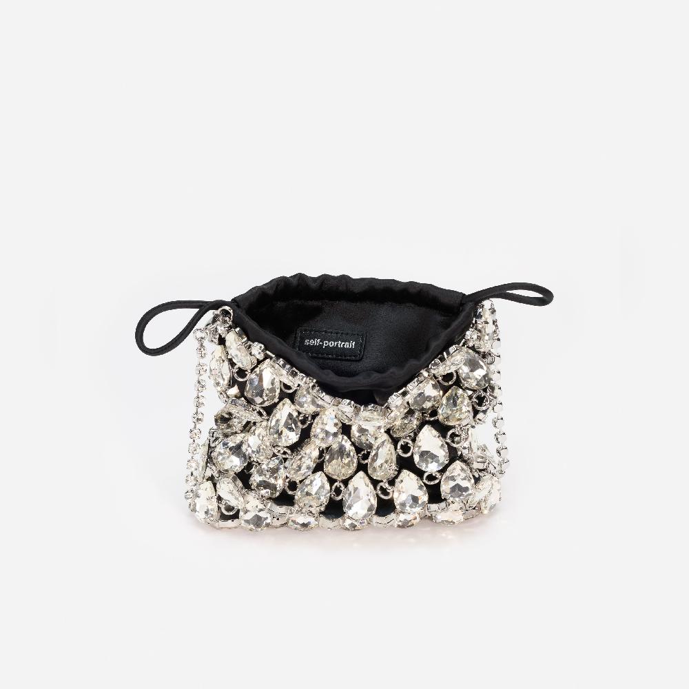 Self Portrait Silver Crystal Chainmail Mini Bag BAGS