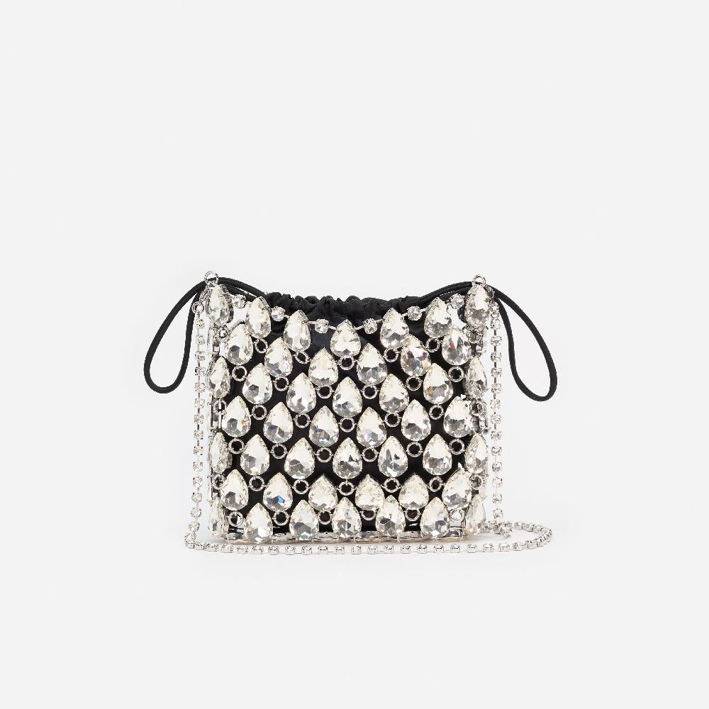 self portrait Silver Crystal Chainmail Mini Bag BAGS