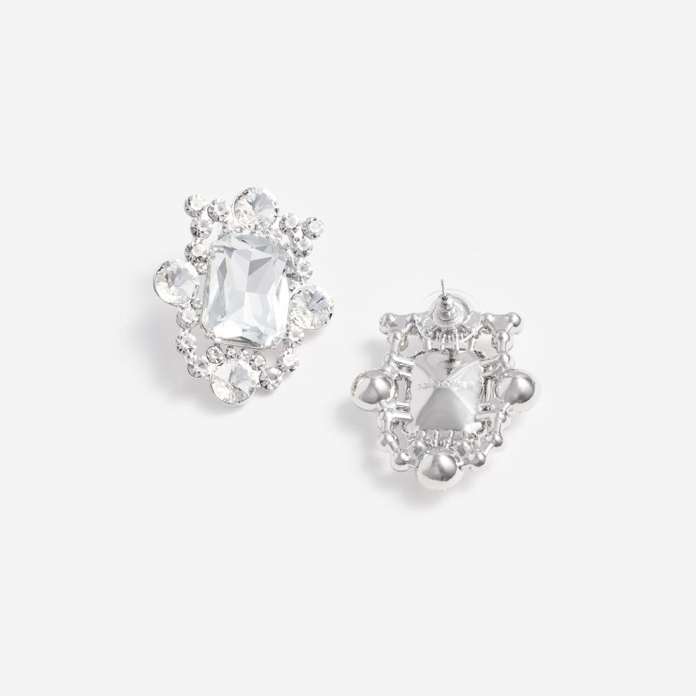 Self Portrait Silver Crystal Cluster Earrings JEWELLERY