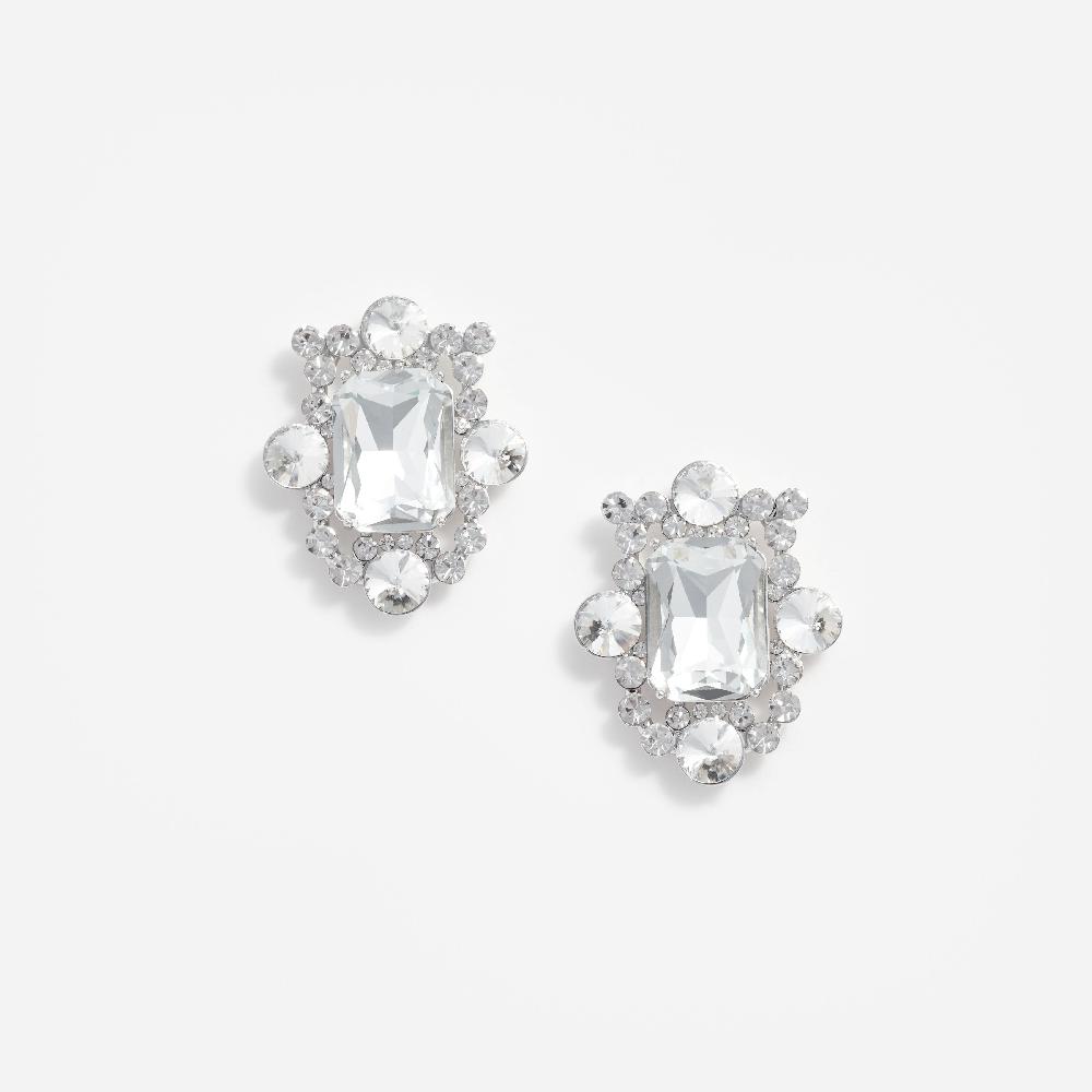 self portrait Silver Crystal Cluster Earrings JEWELLERY