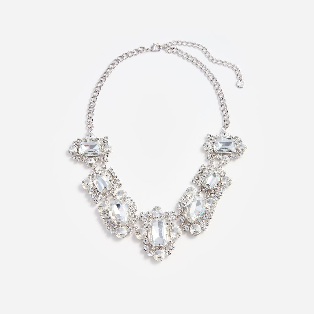 self portrait Silver Crystal Cluster Necklace JEWELLERY