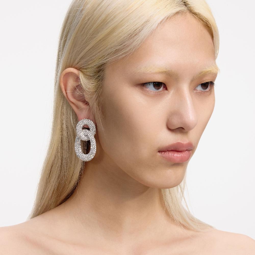 Self Portrait Silver Crystal Link Earrings JEWELLERY