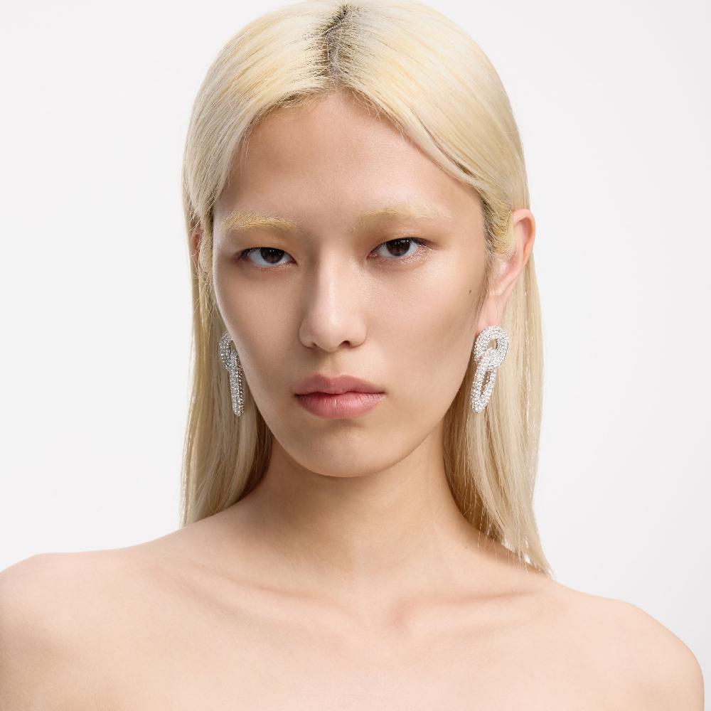 Self Portrait Silver Crystal Link Earrings JEWELLERY