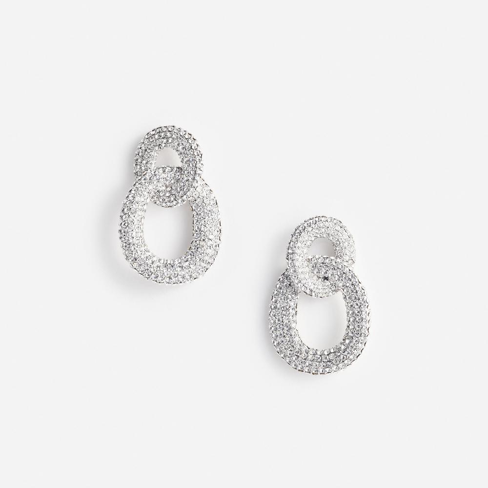 self portrait Silver Crystal Link Earrings JEWELLERY