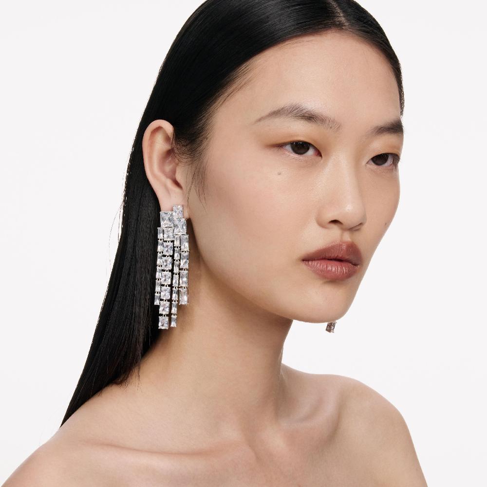 Self Portrait Square Crystal Dangle Earrings JEWELLERY