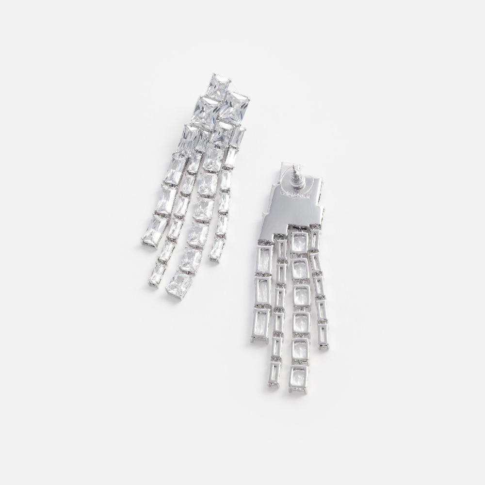 Self Portrait Square Crystal Dangle Earrings JEWELLERY
